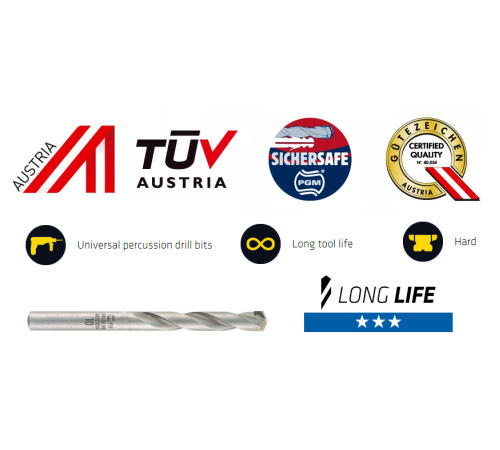 Сверло по камню и бетону Long Life Ø10x120 мм, 10 шт, Alpen 0011801000100