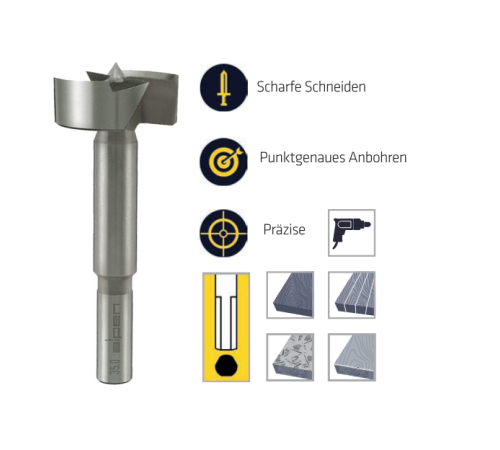 Сверло по дереву Forstner Sharp Shark Ø15 мм, Alpen 0023901500100 Сверло по дереву Forstner Sharp Shark Ø15 мм, Alpen 0023901500100