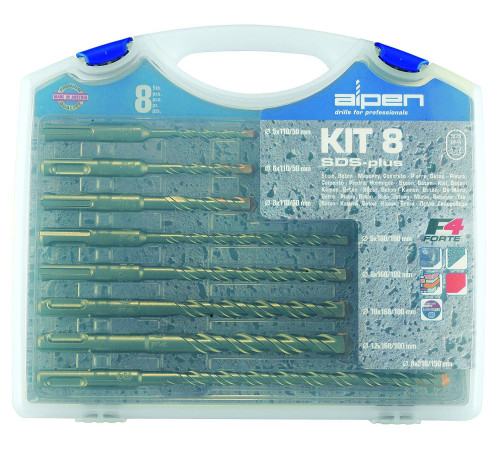 Набор буров по бетону в кейсе SDS Plus Set KIT 8 шт, Ø6-12 мм, Alpen 0080704100100