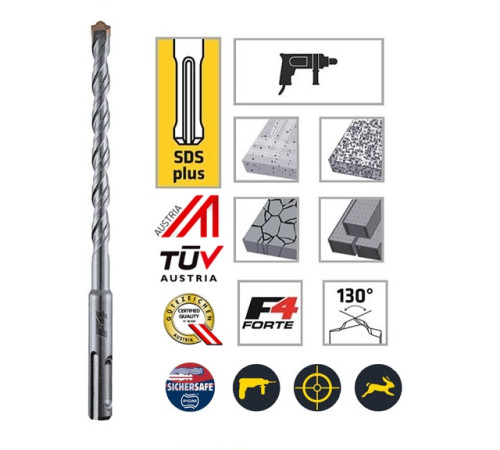 Бур SDS plus F4 Ø8x260 мм, Alpen 0083700800100