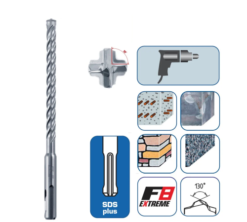 Бур SDS plus F8 Ø12x450 мм, Alpen 0087601200100 Бур SDS plus F8 Ø12x450 мм, Alpen 0087601200100