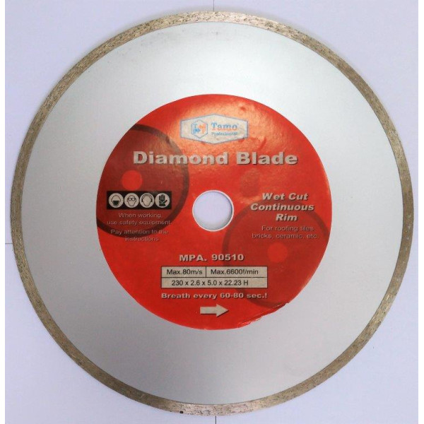  Диск алмазный Ø230x22,2 мм сплошной по керамике, Tamoline 054006  — Инсел