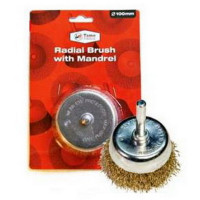 Щітка торцева Ø50 мм з латунного хвилястого дроту з хвостовиком 6 мм, Tamoline 071201