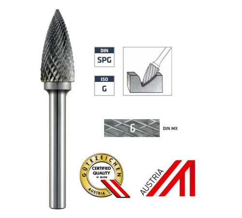Борфреза по металу тип SPG Ø6x50 мм, cut 6, Alpen 0780606106100