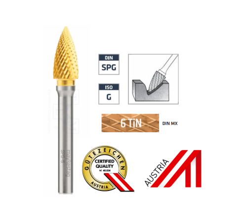 Борфреза по металлу тип SPG TiN Ø12х70 мм, cut 6, Alpen 0780706112100 Борфреза по металлу тип SPG TiN Ø12х70 мм, cut 6, Alpen 0780706112100