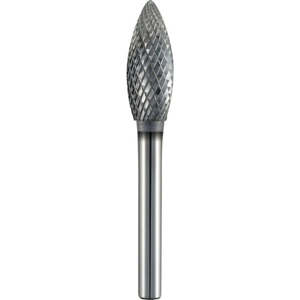  Бор-фреза по металлу в форме конуса пламени, Ø 12x75 рез 4, хвостовик Ø 6мм, тип B  — Инсел