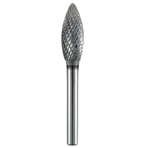  Бор-фреза по металлу в форме конуса пламени, Ø 10x70 рез 6, хвостовик Ø 6мм, тип B  — Инсел