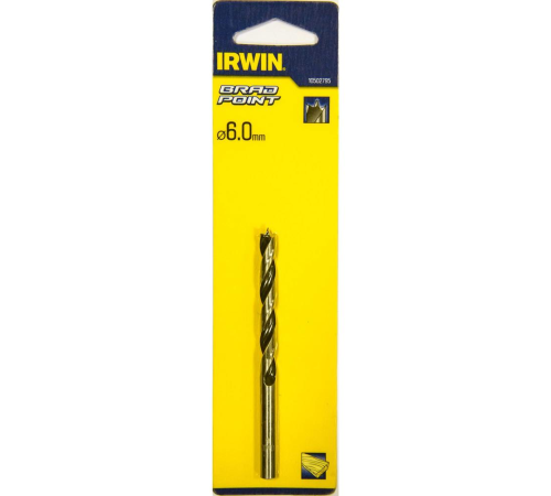 Сверло по дереву Brad Point Ø6 мм, Irwin 10502795 Сверло по дереву Brad Point Ø6 мм, Irwin 10502795