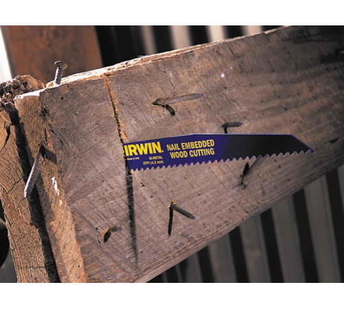 Полотна біметалеві тип 956R по деревині з цвяхами для шабельних пилок 6TPI 225 мм 5 шт, Irwin 10504158