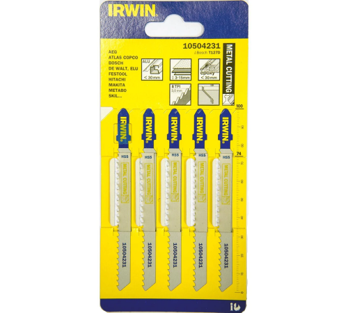 Пилки для лобзика по металу T127D 8TPI HSS 100 мм 5 шт, Irwin 10504231 Пилки для лобзика по металу T127D 8TPI HSS 100 мм 5 шт, Irwin 10504231