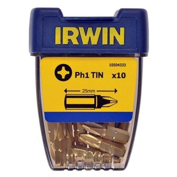  Бита TiN 25 мм PH1 10шт, IRWIN  — Инсел