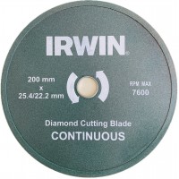 Диск алмазный Ø200x25,4 мм/22,2 мм сплошной по керамике, Irwin 10505938