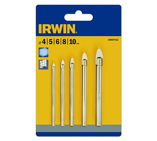 Набор сверл по стеклу и керамике Glass&Tile Ø4-10 мм 5 шт, Irwin 10507912