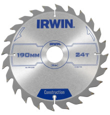 Диск по дереву для ручных циркулярных пил Ø190x30 мм 24T, Irwin