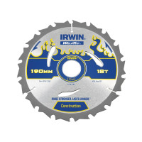 Диск по дереву Weldtec для ручних циркулярних пилок Ø190x30 мм 18T, Irwin 1897382