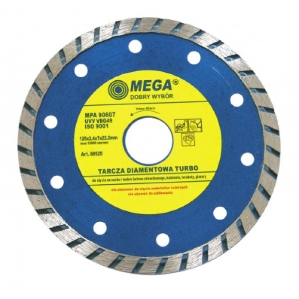  Диск алмазный 115x2,4x7,0x22,2 мм (Turbo) MEGA  — Инсел