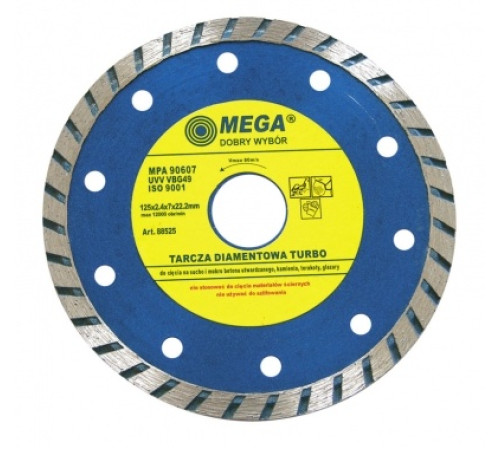 Диск алмазный Ø180x22,2 мм Turbo по бетону, Mega 88580