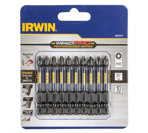 Бита Impact Pro Performance 57 мм PH2 10 шт, Irwin IW6061309