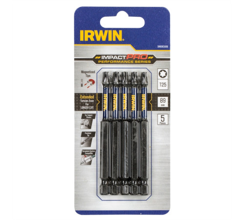 Біта Impact Pro Performance 89 мм T25 5 шт, Irwin IW6061606