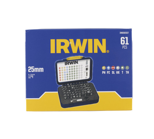 Набір біт Mix 25 мм у компактному кейсі з тримачем 61 шт, Irwin IW6062527